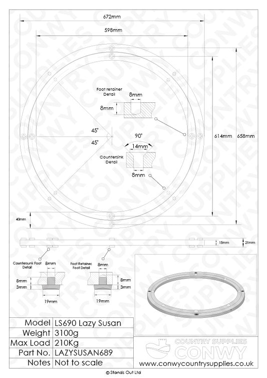 690mm Lazy Susan Bearing