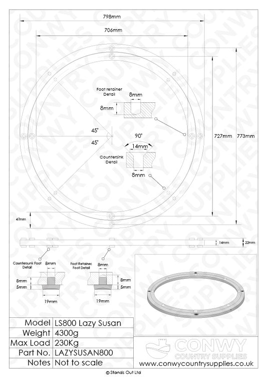 800mm Lazy Susan Bearing