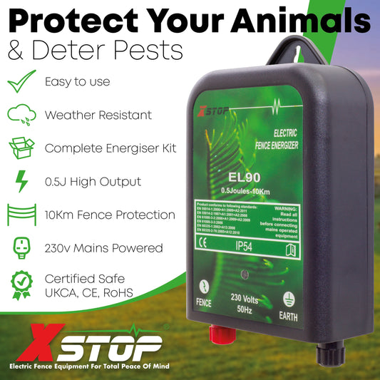 EL90 230v Mains Powered Electric Fence Energiser 0.5J - 10Km