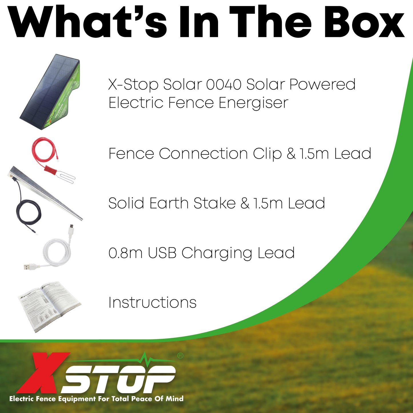 Solar 0040 Solar & Battery Powered Electric Fence Energiser .04J - 2Km | X-Stop