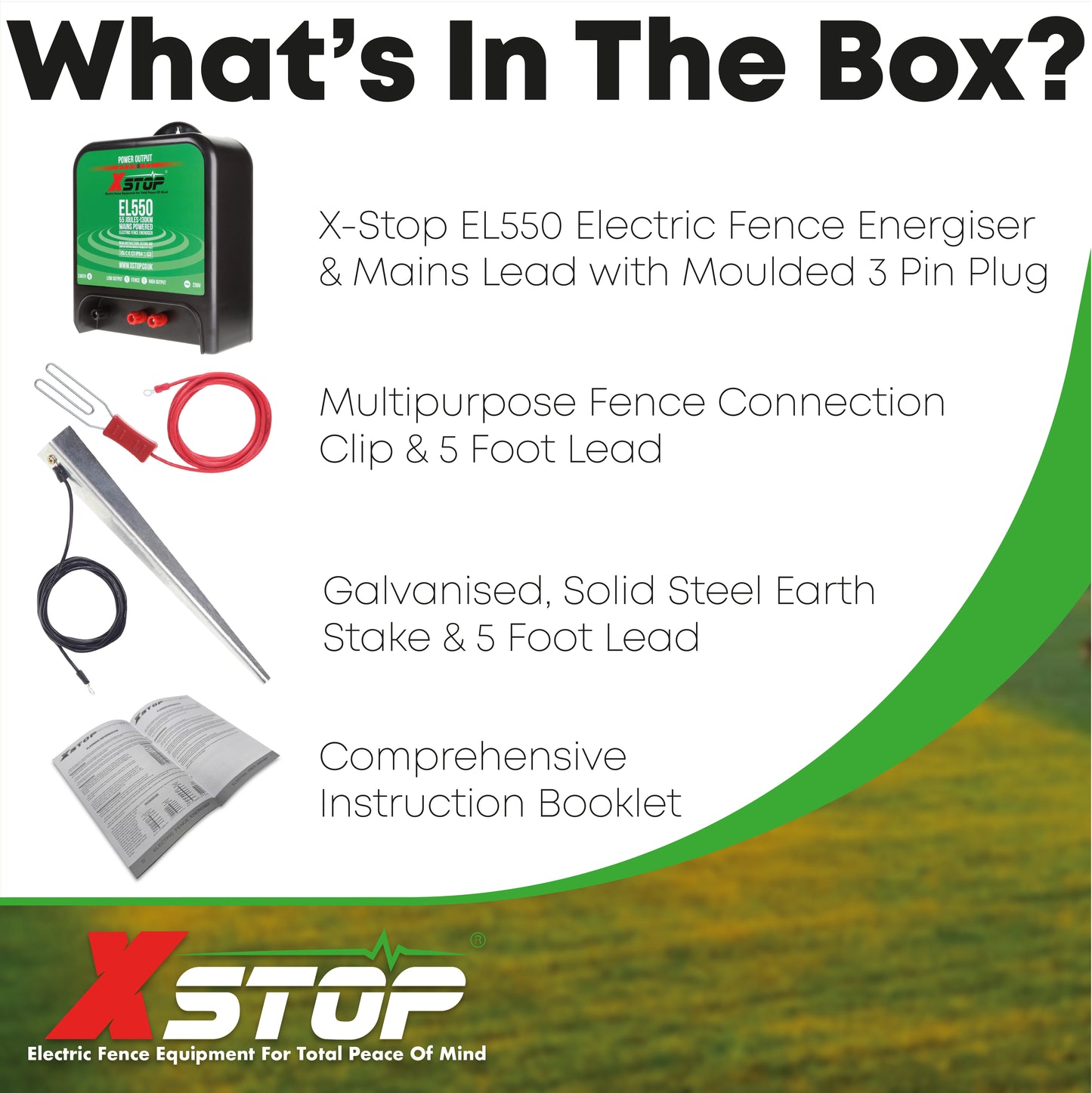 X-Stop EL550 230v Mains Powered Electric Fence Energiser 5.5J - 130Km