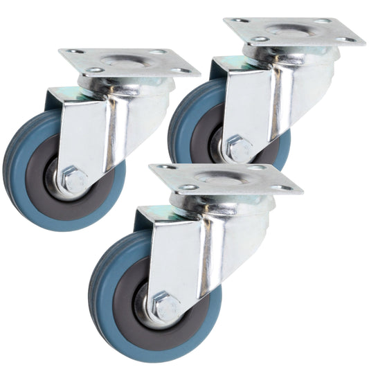 50mm Metal Framed 360° Swivel Caster Wheels | Pack of Three