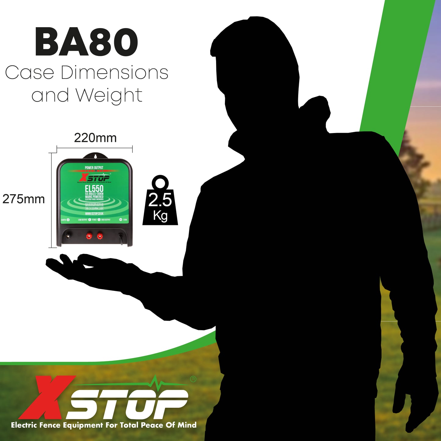 X-Stop EL550 230v Mains Powered Electric Fence Energiser 5.5J - 130Km