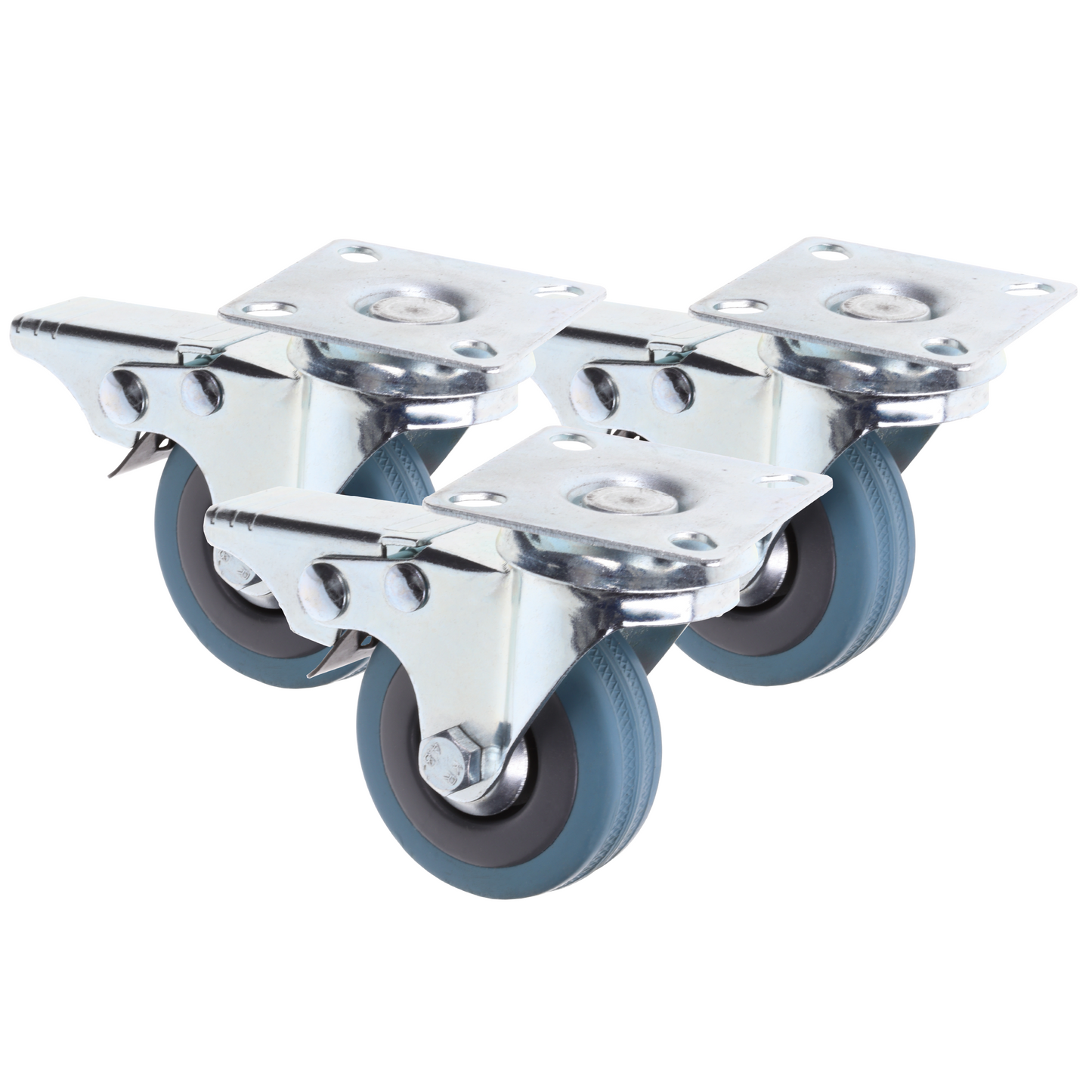 50mm Metal Framed 360° Swivel Caster Wheels with Brake | Pack of Three