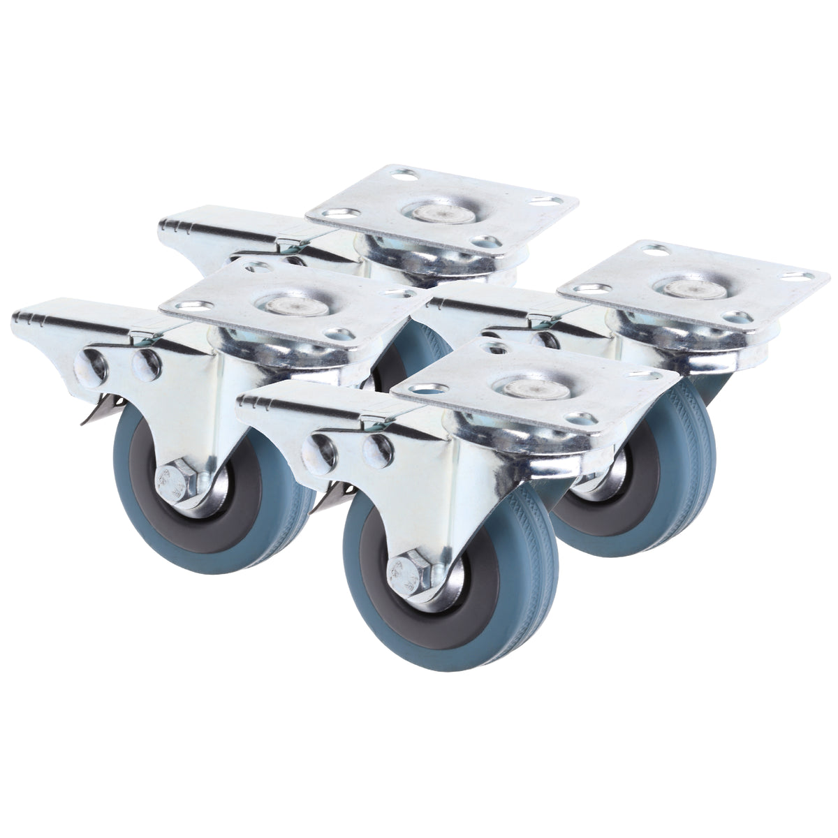 50mm Metal Framed 360° Swivel Caster Wheels with Brake | Pack of Four