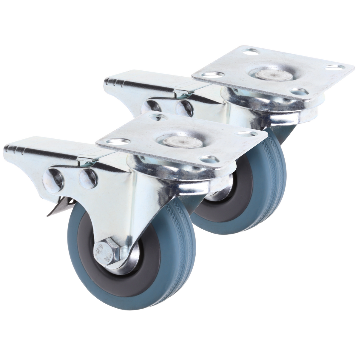 50mm Metal Framed 360° Swivel Caster Wheels with Brake | Pack of Two