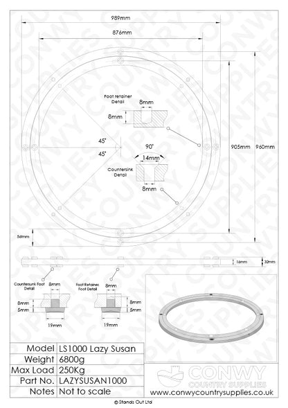 1000mm Lazy Susan Bearing