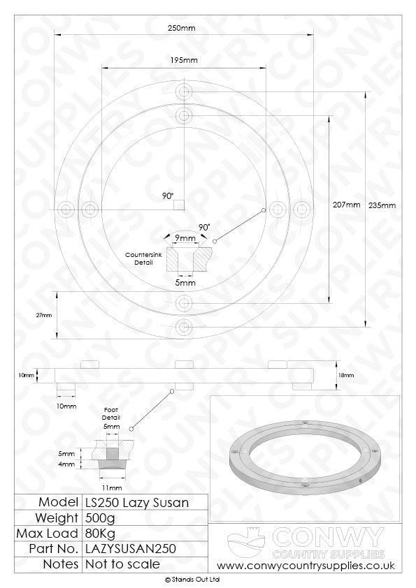 250mm Lazy Susan Bearing