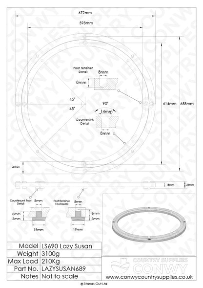 690mm Lazy Susan Bearing