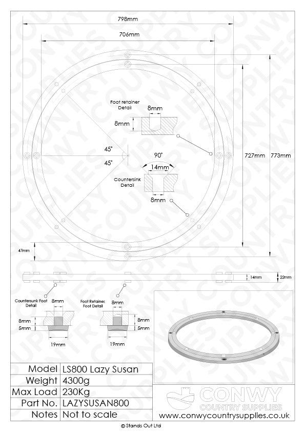 800mm Lazy Susan Bearing
