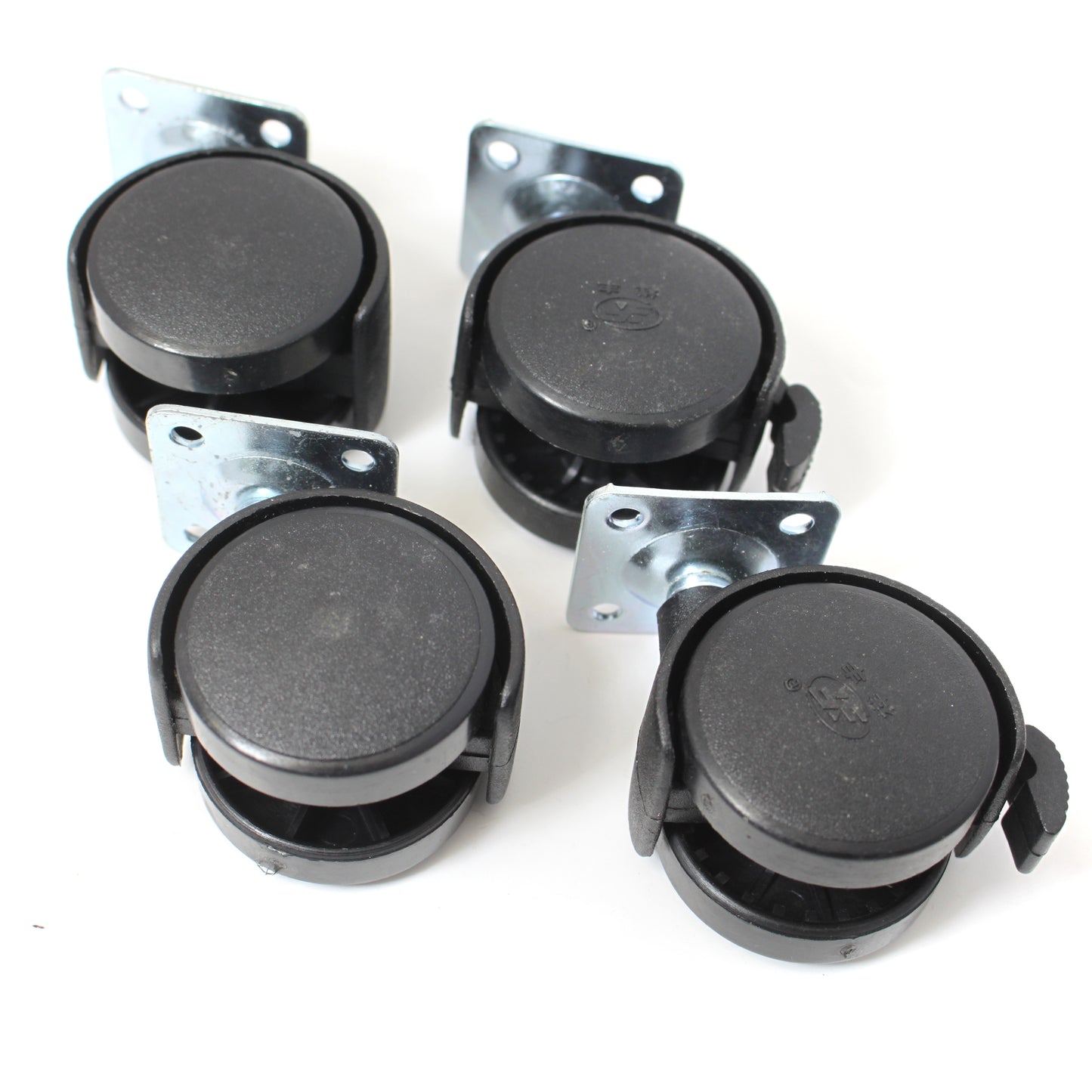 Plastic 40mm Caster Wheels With Brake - Pack of 4