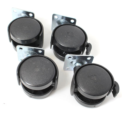 Plastic 40mm Caster Wheels With Brake - Pack of 4