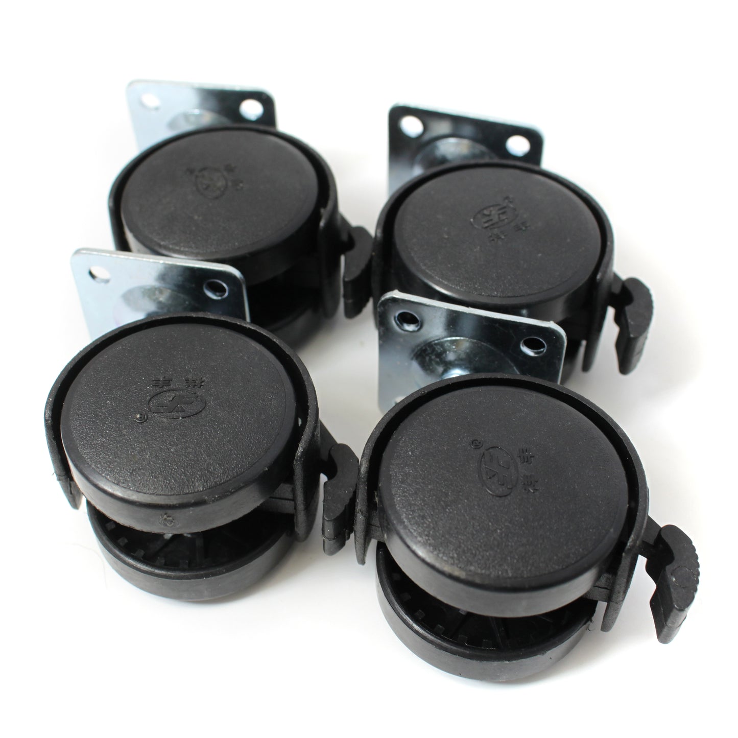 Plastic 40mm Caster Wheels With Brake - Pack of 4