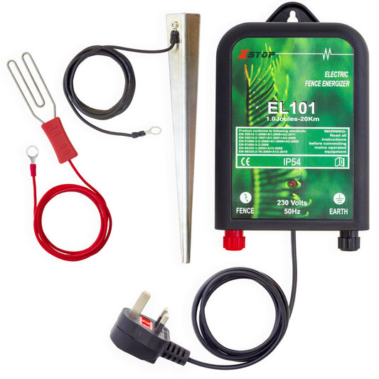 EL101 230v Mains Powered Electric Fence Energiser 1.0J - 20km | X-Stop