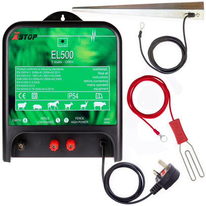 EL500 230v Mains Powered Electric Fence Energiser 5.0J - 120Km | X-Stop