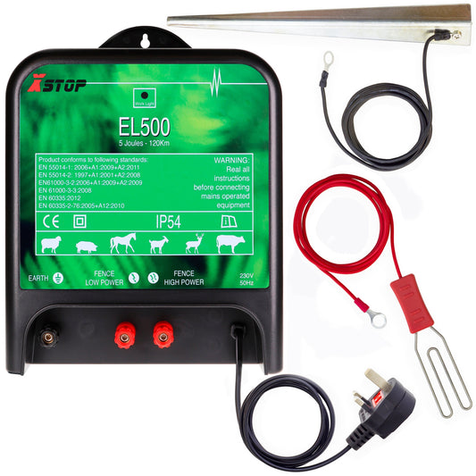 EL500 230v Mains Powered Electric Fence Energiser 5.0J - 120Km | X-Stop