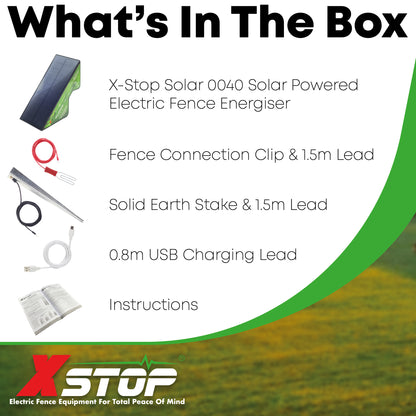 Solar 0040 Solar & Battery Powered Electric Fence Energiser .04J - 2Km | X-Stop