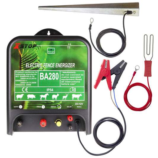 BA280 12v Battery Powered Electric Fence Energiser 1.6J - 30Km | X-Stop