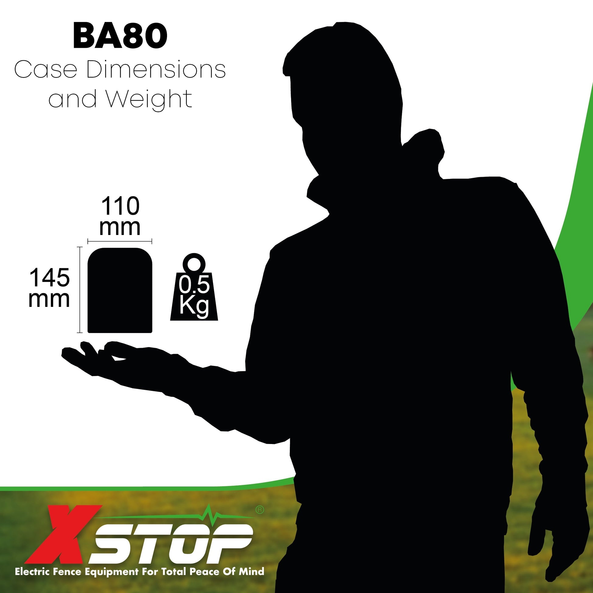 BA80 12v Battery Powered Electric Fence Energiser for Horses 0.6J - 10Km | X-Stop